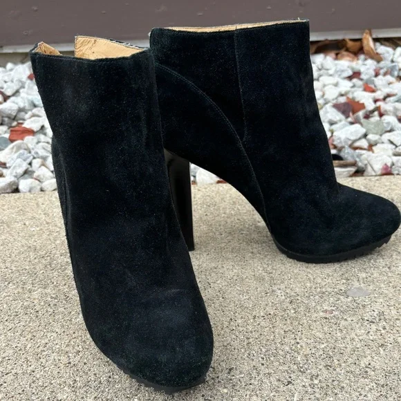 SALE Nine West Genuine Leather Suede High Heel Platform Boots Booties - Picture 4 of 10